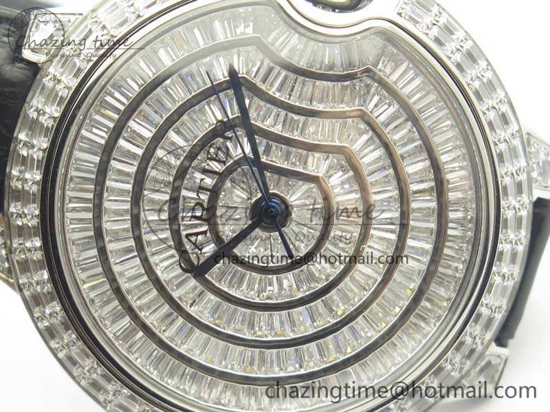 Ballon Bleu T Diamond SS Full Paved Diam Dial On Black Croco Strap Miyota 9015(Free Leather Strap)