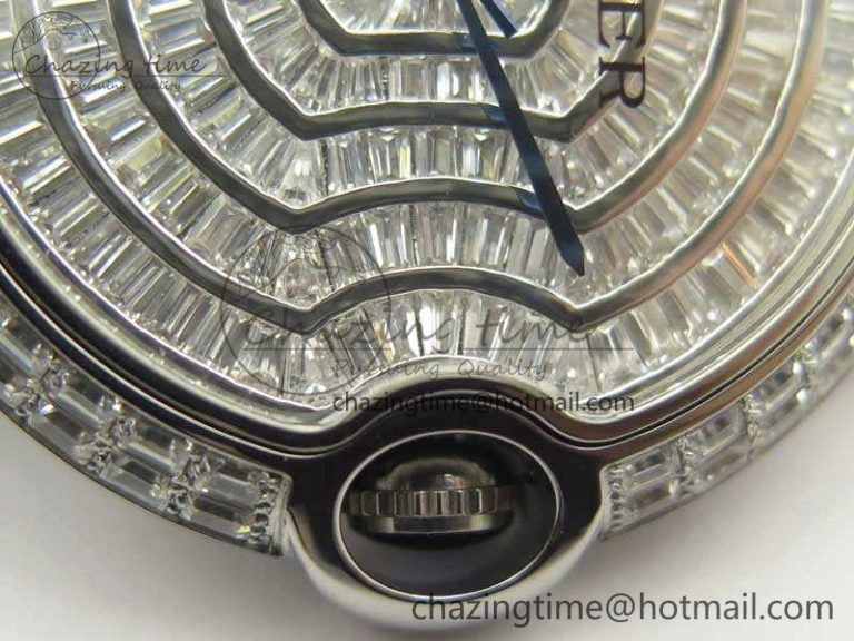 Ballon Bleu T Diamond SS Full Paved Diam Dial On Black Croco Strap Miyota 9015(Free Leather Strap)
