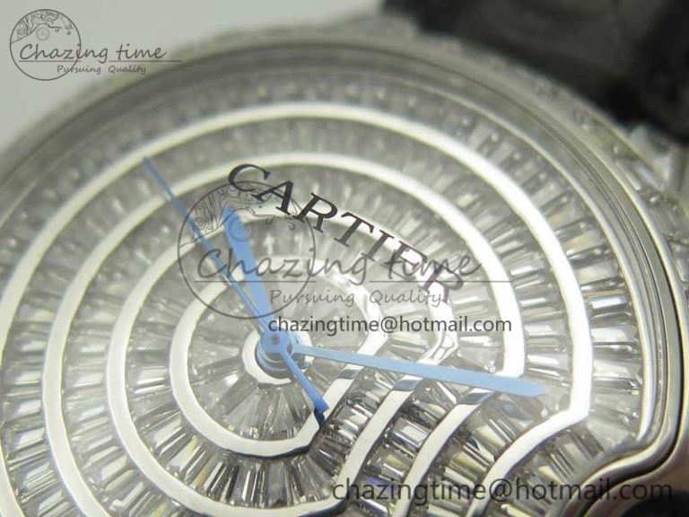 Ballon Bleu T Diamond SS Full Paved Diam Dial On Black Croco Strap Miyota 9015(Free Leather Strap)