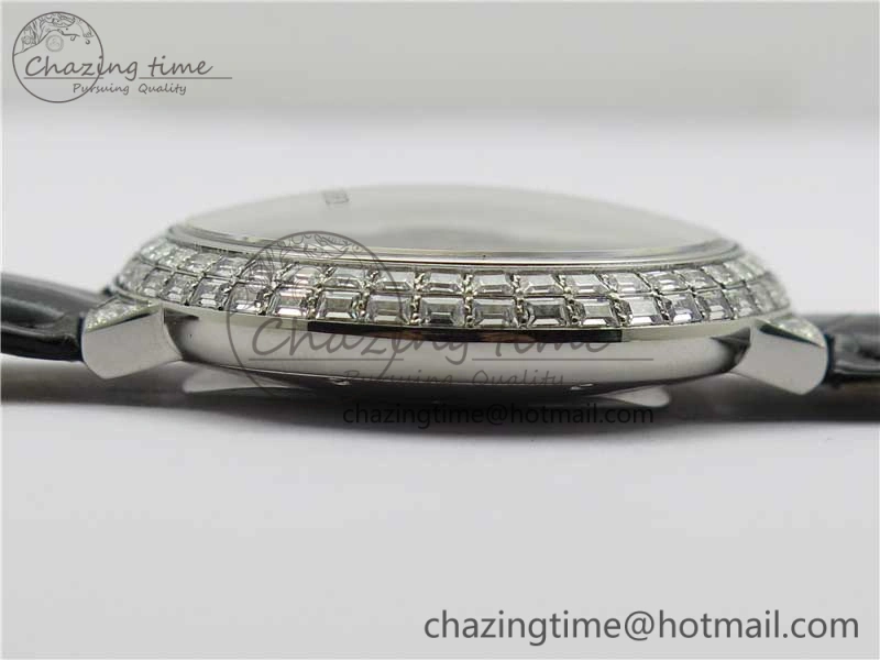 Ballon Bleu T Diamond SS Full Paved Diamonds with Roman Markers Dial on Black Leather Strap Miyota 9015