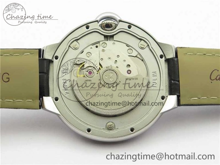Ballon Bleu T Diamond SS Full Paved Diamonds with Roman Markers Dial on Black Leather Strap Miyota 9015