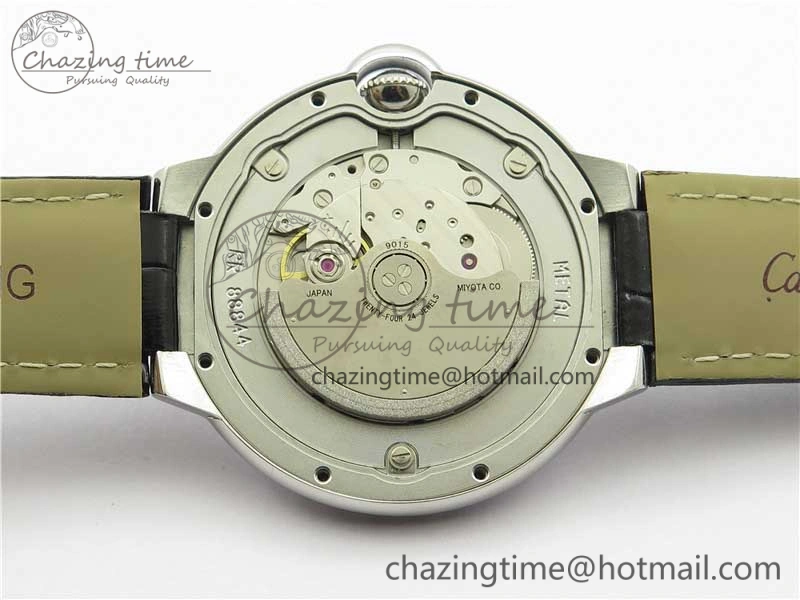 Ballon Bleu T Diamond SS Full Paved Diamonds with Roman Markers Dial on Black Leather Strap Miyota 9015