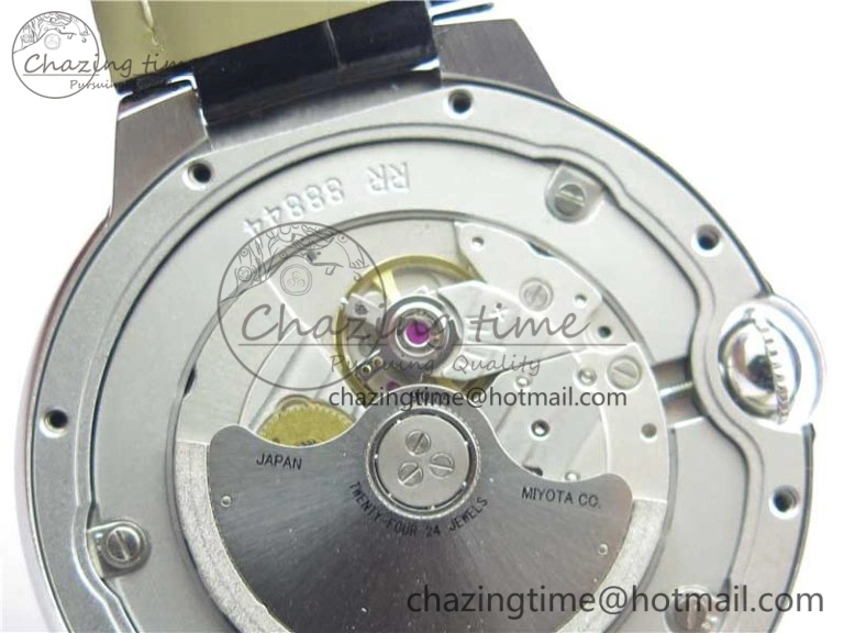 Ballon Bleu T Diamond SS Full Paved Diamonds with Roman Markers Dial on Black Leather Strap Miyota 9015