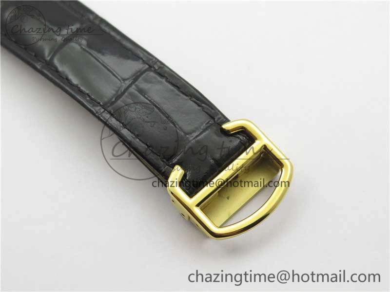 Ballon Bleu T Diamond YG Full Paved Diamonds with Roman Markers Dial on Black Leather Strap Miyota 9015