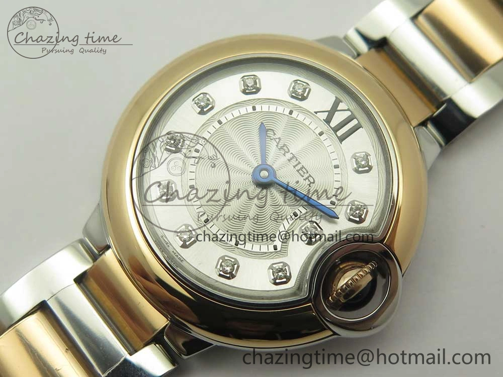 Ballon Bleu V6F 28mm SS RG 1:1 Best Edition White Texture Dial on SS Bracelet Ronda Quartz