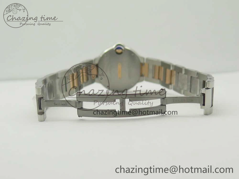 Ballon Bleu V6F 28mm SS RG 1:1 Best Edition White Texture Dial on SS Bracelet Ronda Quartz