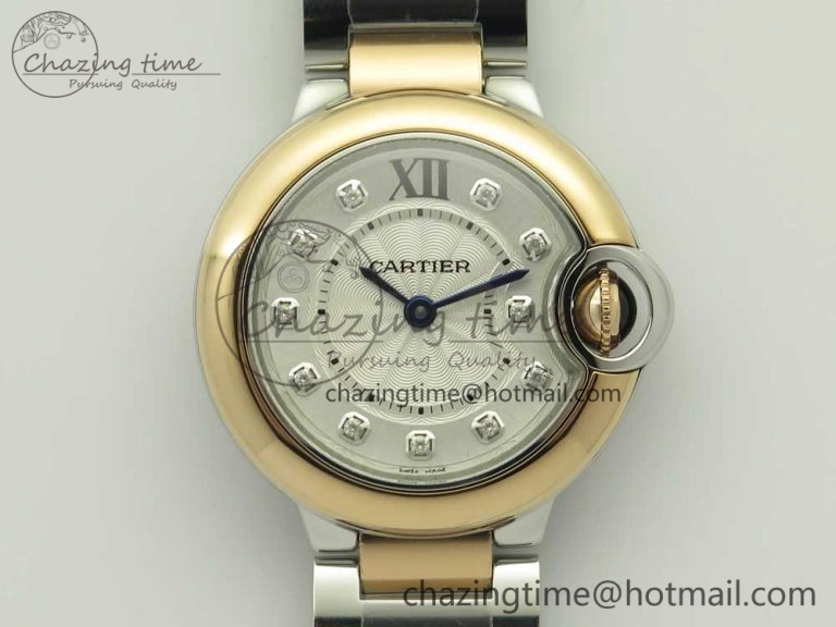 Ballon Bleu V6F 28mm SS RG 1:1 Best Edition White Texture Dial on SS Bracelet Ronda Quartz
