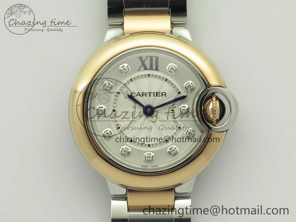 Ballon Bleu V6F 28mm SS RG 1:1 Best Edition White Texture Dial on SS Bracelet Ronda Quartz