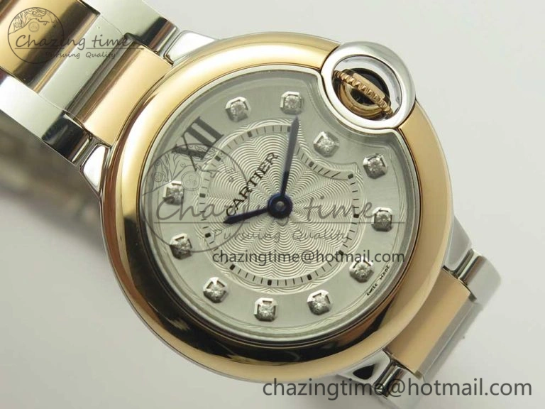 Ballon Bleu V6F 28mm SS RG 1:1 Best Edition White Texture Dial on SS Bracelet Ronda Quartz