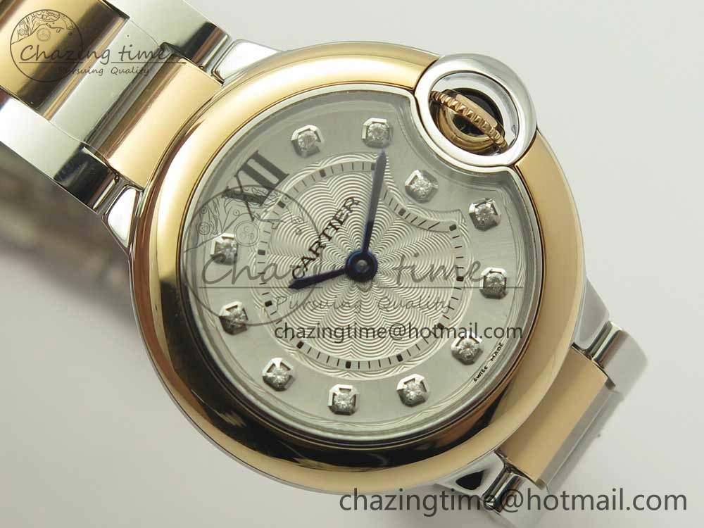 Ballon Bleu V6F 28mm SS RG 1:1 Best Edition White Texture Dial on SS Bracelet Ronda Quartz