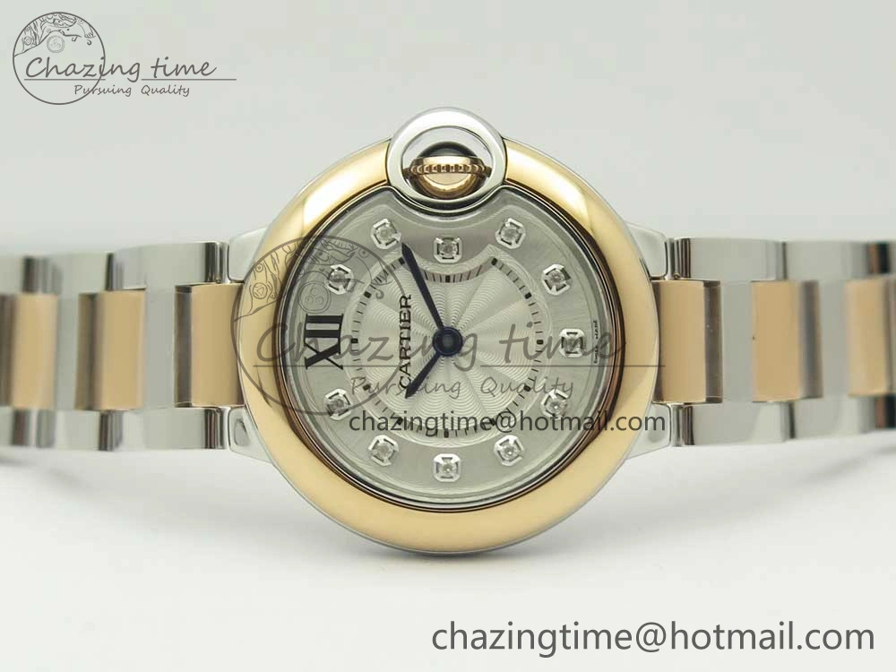 Ballon Bleu V6F 28mm SS RG 1:1 Best Edition White Texture Dial on SS Bracelet Ronda Quartz