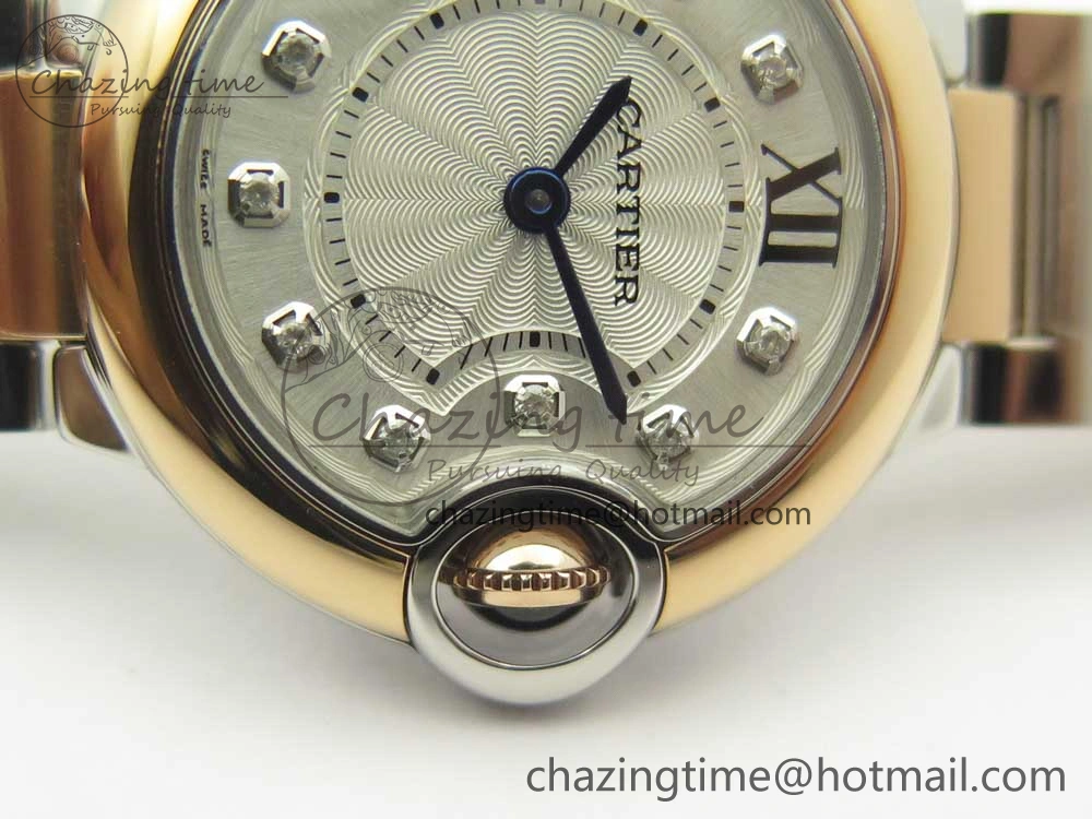 Ballon Bleu V6F 28mm SS RG 1:1 Best Edition White Texture Dial on SS Bracelet Ronda Quartz