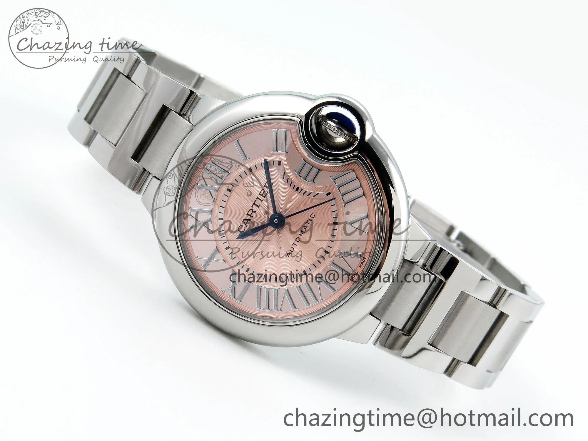Ballon Bleu WSBB0044 33mm SS CHF 1:1 Best Edition Pink Textured Dial on SS Bracelet SEIKO NH05A
