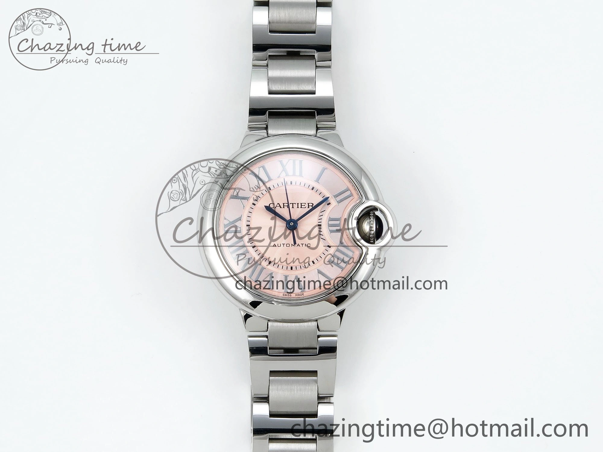 Ballon Bleu WSBB0044 33mm SS CHF 1:1 Best Edition Pink Textured Dial on SS Bracelet SEIKO NH05A