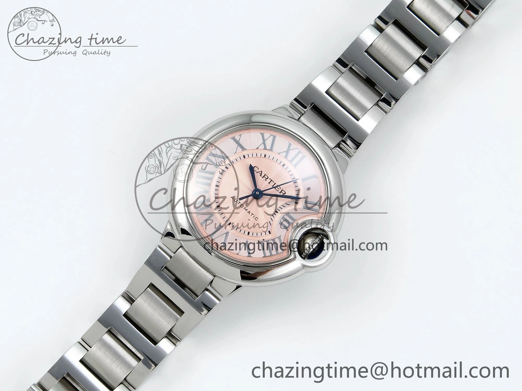 Ballon Bleu WSBB0044 33mm SS CHF 1:1 Best Edition Pink Textured Dial on SS Bracelet SEIKO NH05A