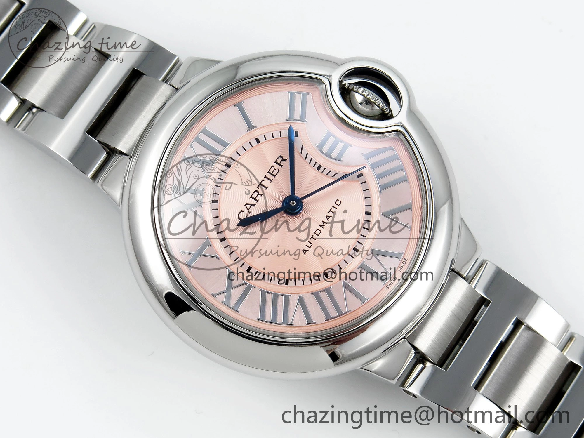 Ballon Bleu WSBB0044 33mm SS CHF 1:1 Best Edition Pink Textured Dial on SS Bracelet SEIKO NH05A