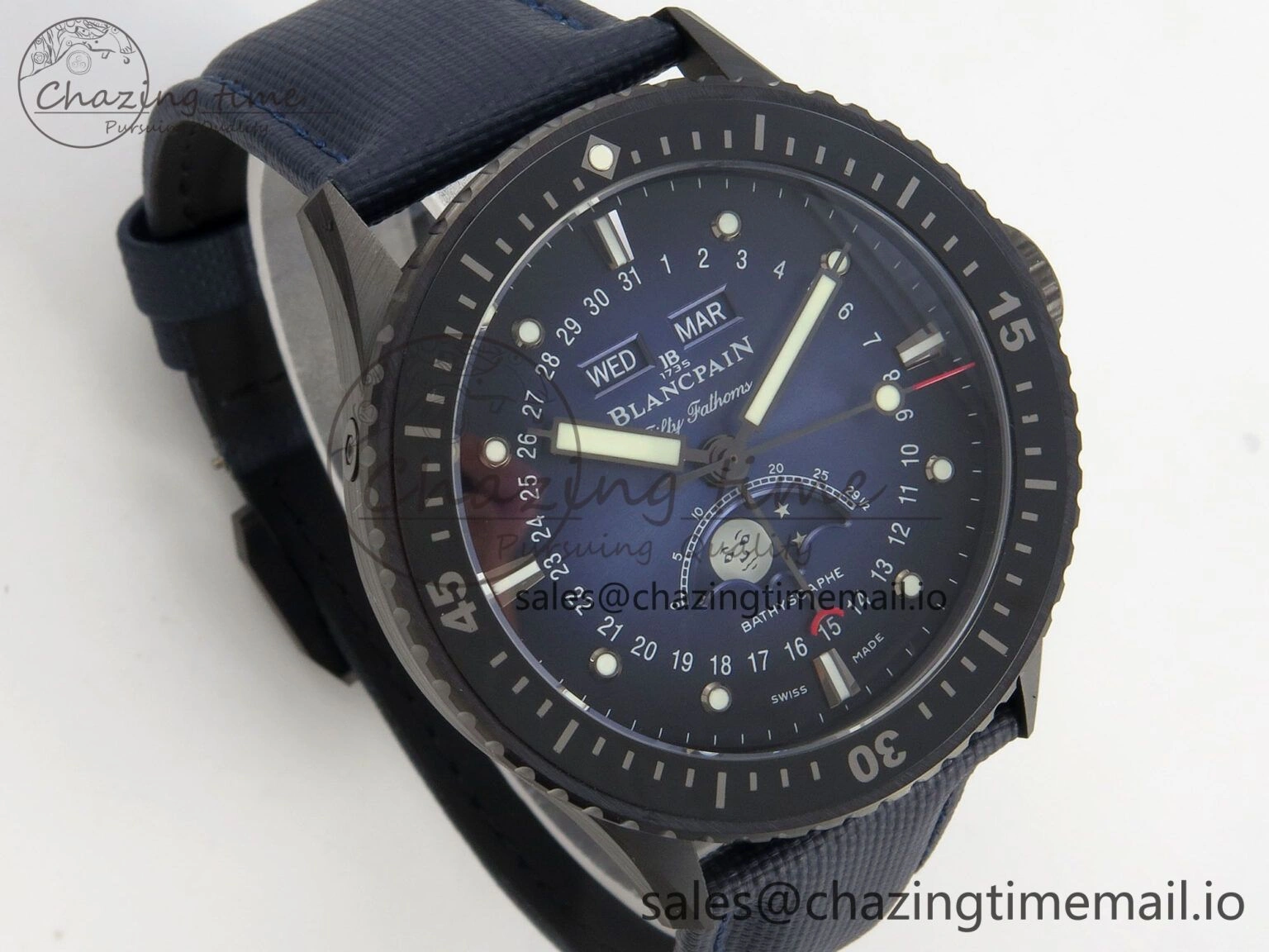 Bathyscaphe 43mm Ceramic DDDF 1:1 Best Edition Blue Dial on Blue Nylon Strap A6654