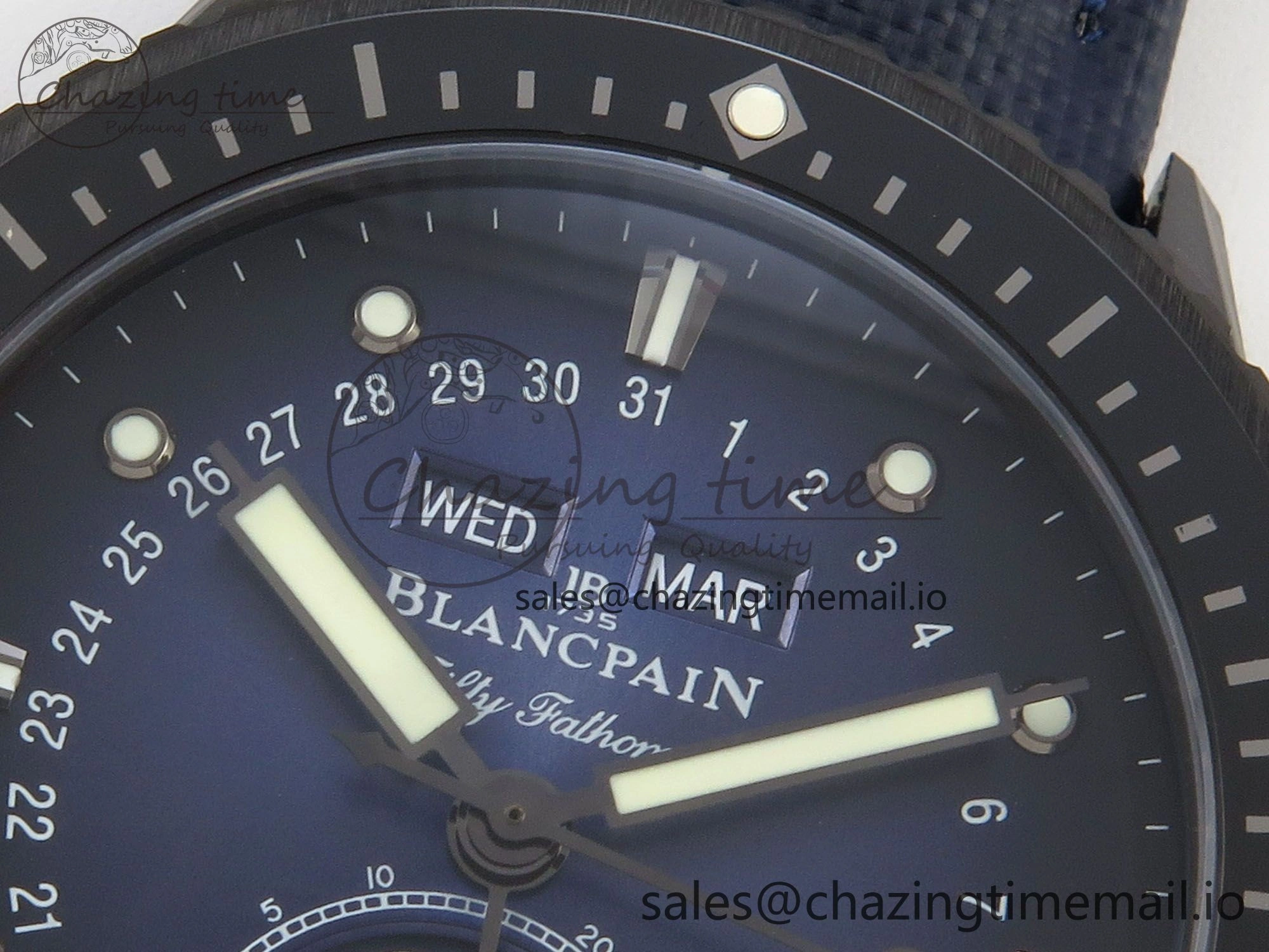 Bathyscaphe 43mm Ceramic DDDF 1:1 Best Edition Blue Dial on Blue Nylon Strap A6654