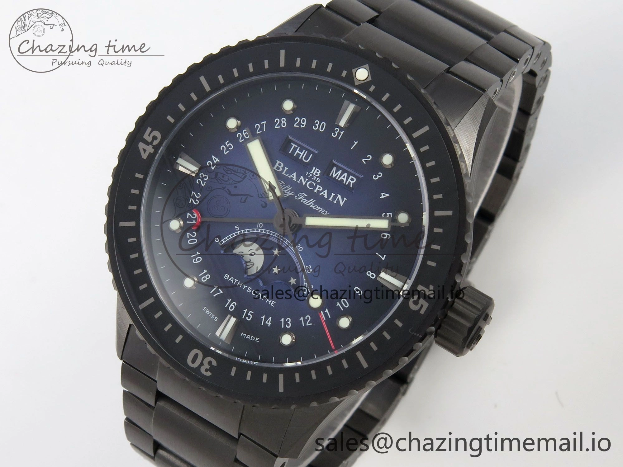 Bathyscaphe 43mm Ceramic DDDF 1:1 Best Edition Blue Dial on Ceramic Bracelet A6654