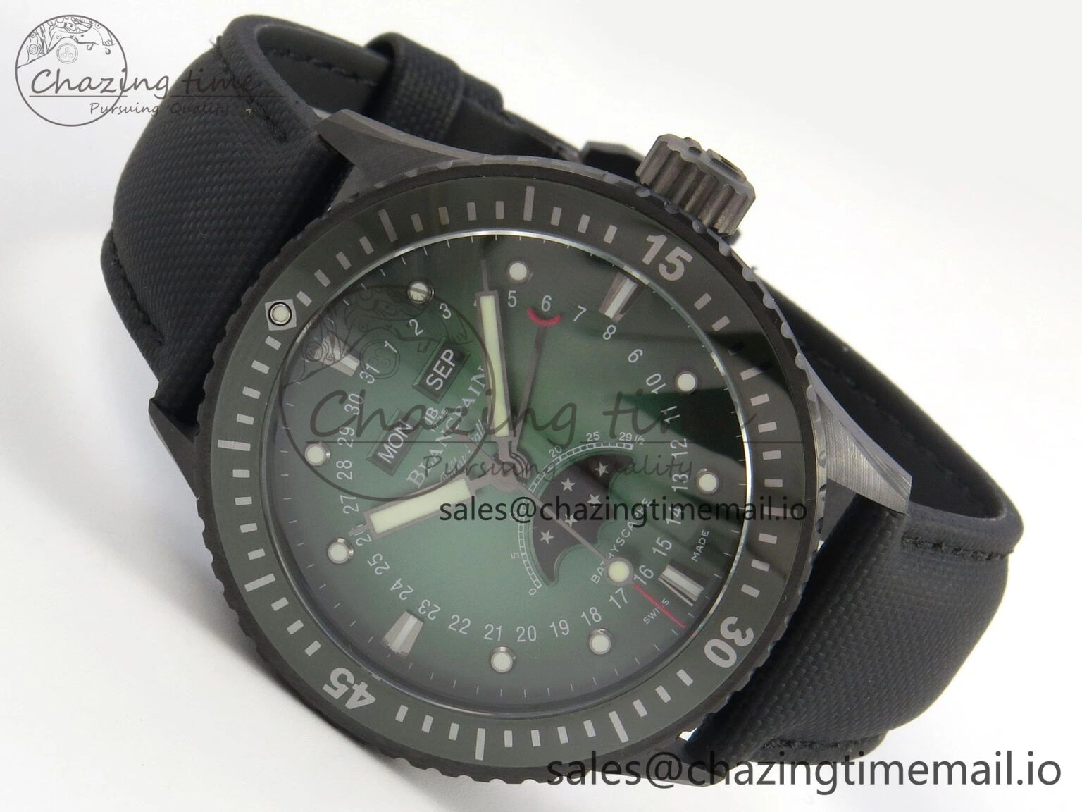 Bathyscaphe 43mm Ceramic DDDF 1:1 Best Edition Green Dial on Black Nylon Strap A6654
