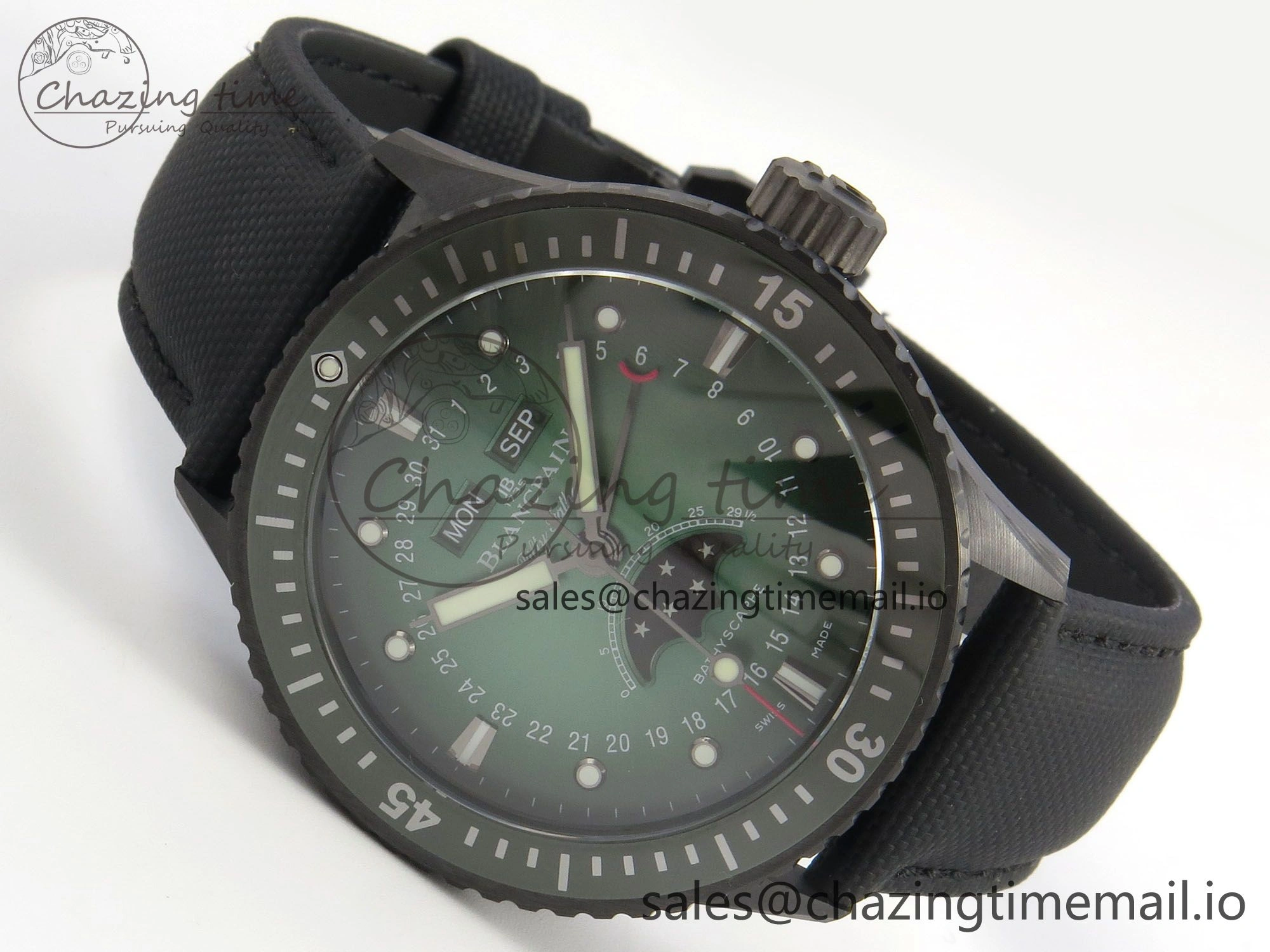 Bathyscaphe 43mm Ceramic DDDF 1:1 Best Edition Green Dial on Black Nylon Strap A6654
