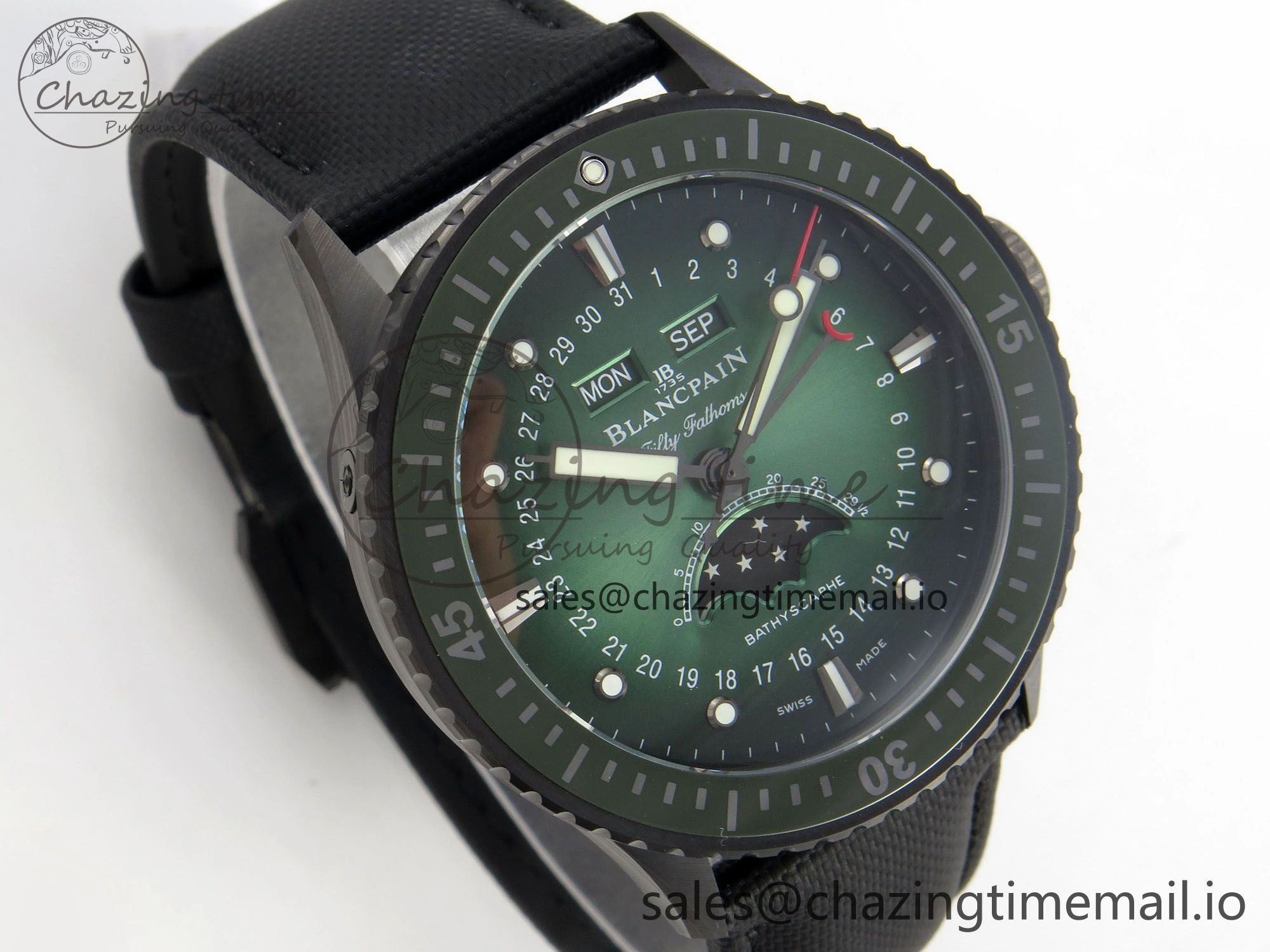 Bathyscaphe 43mm Ceramic DDDF 1:1 Best Edition Green Dial on Black Nylon Strap A6654