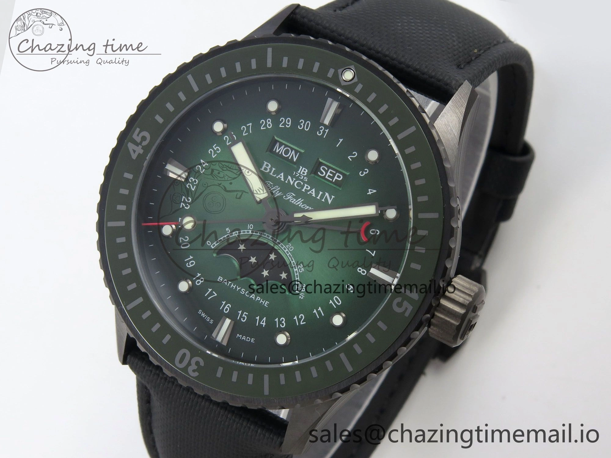 Bathyscaphe 43mm Ceramic DDDF 1:1 Best Edition Green Dial on Black Nylon Strap A6654