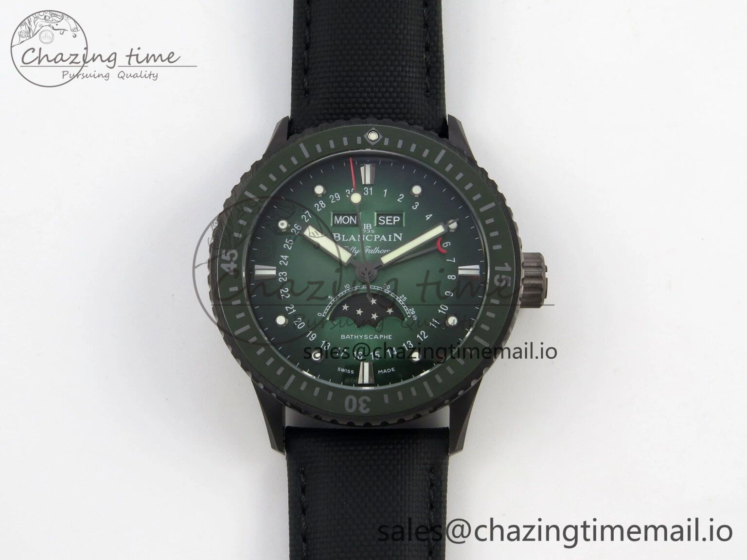 Bathyscaphe 43mm Ceramic DDDF 1:1 Best Edition Green Dial on Black Nylon Strap A6654