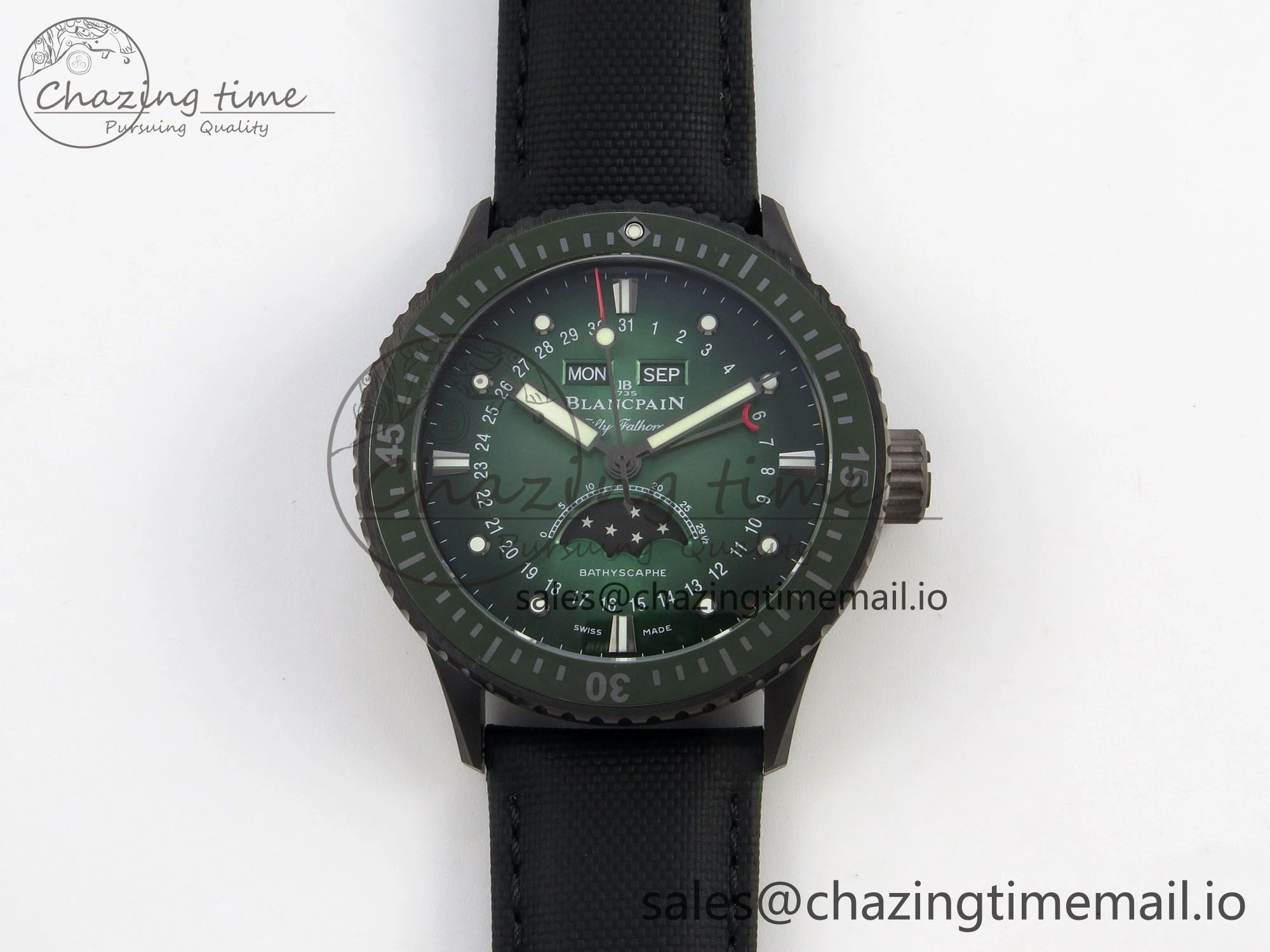 Bathyscaphe 43mm Ceramic DDDF 1:1 Best Edition Green Dial on Black Nylon Strap A6654