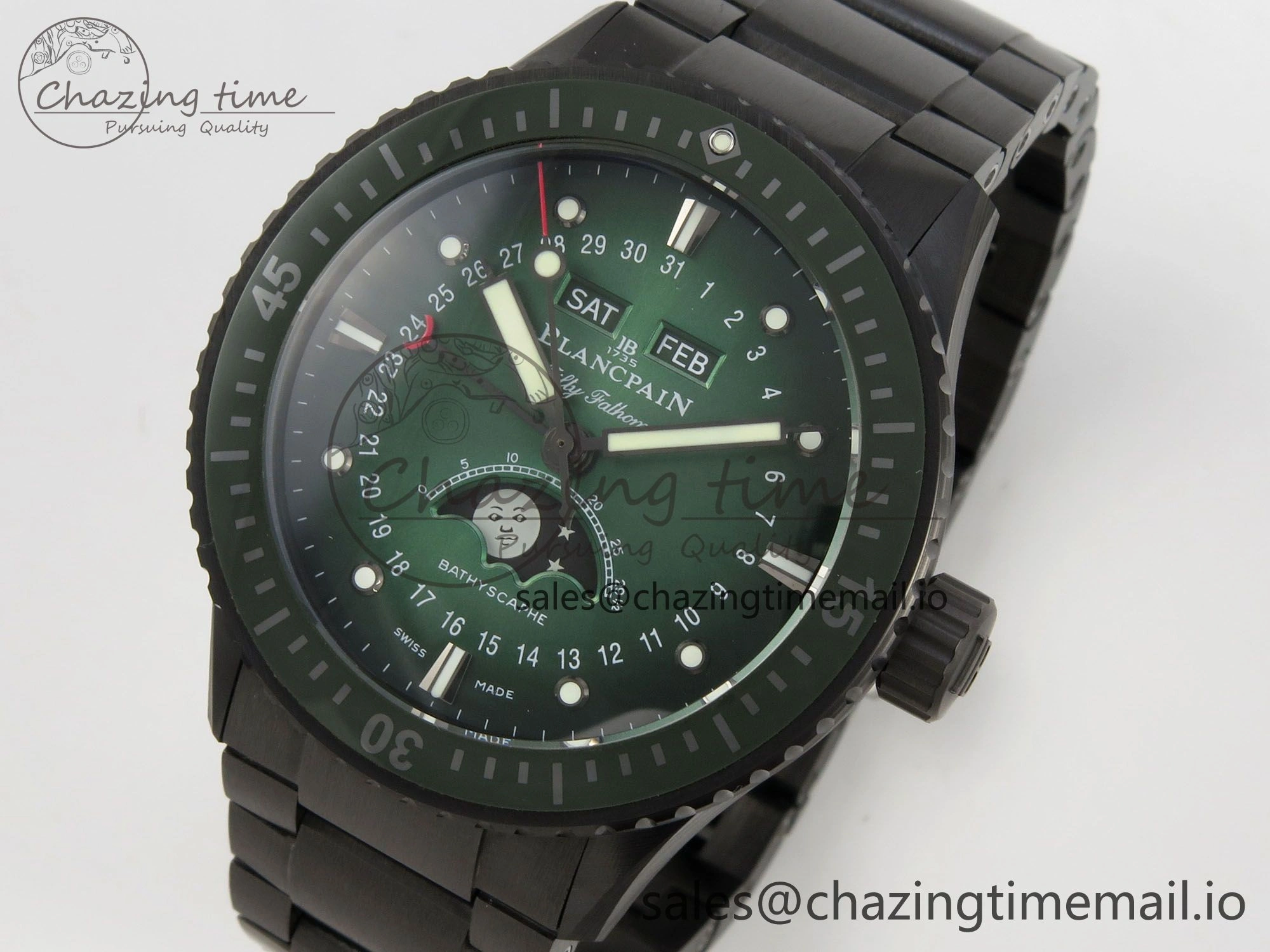 Bathyscaphe 43mm Ceramic DDDF 1:1 Best Edition Green Dial on Ceramic Bracelet A6654