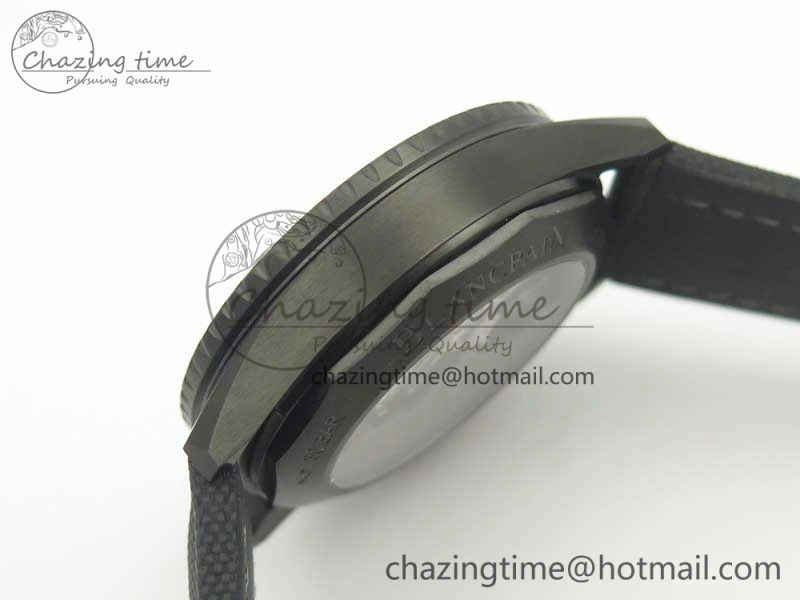 Bathyscaphe DLC ZF 11 Best Edition Black Dial on Black Sail-Canvas Strap A1315 (Free Rubber Strap)
