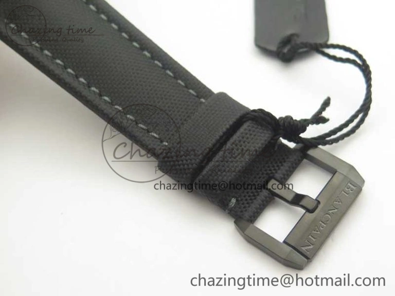 Bathyscaphe DLC ZF 11 Best Edition Black Dial on Black Sail-Canvas Strap A1315 (Free Rubber Strap)