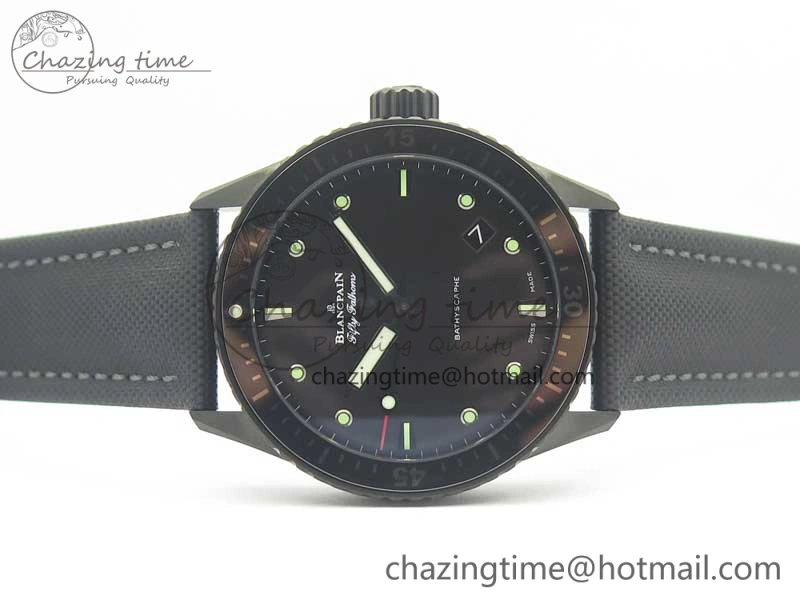 Bathyscaphe DLC ZF 11 Best Edition Black Dial on Black Sail-Canvas Strap A1315 (Free Rubber Strap)