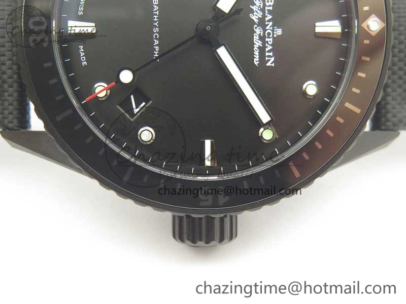 Bathyscaphe DLC ZF 11 Best Edition Black Dial on Black Sail-Canvas Strap A1315 (Free Rubber Strap)