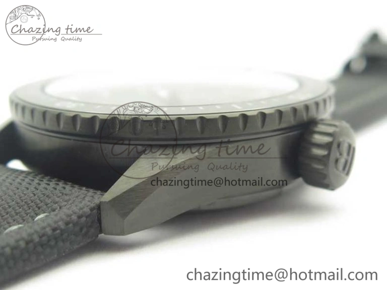 Bathyscaphe DLC ZF 11 Best Edition Black Dial on Black Sail-Canvas Strap A1315 (Free Rubber Strap)