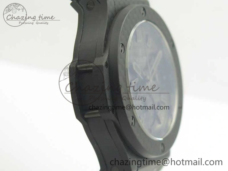 Big Bang 44mm Full Carbon Fiber 3AF CF Dial Black Markers Hands on Black Rubber Strap HUB4100