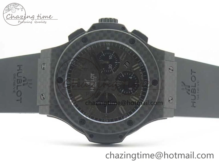 Big Bang 44mm Full Carbon Fiber 3AF CF Dial Black Markers Hands on Black Rubber Strap HUB4100