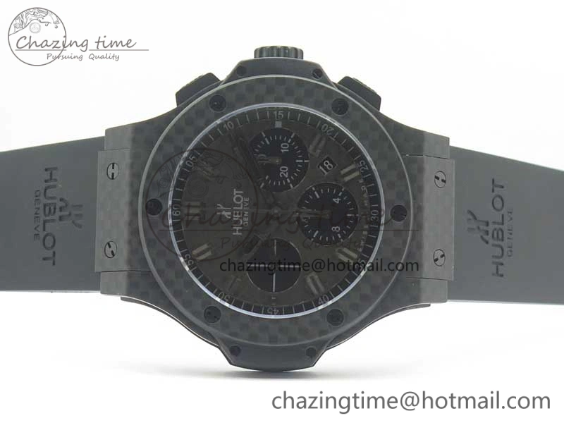 Big Bang 44mm Full Carbon Fiber 3AF CF Dial Black Markers Hands on Black Rubber Strap HUB4100