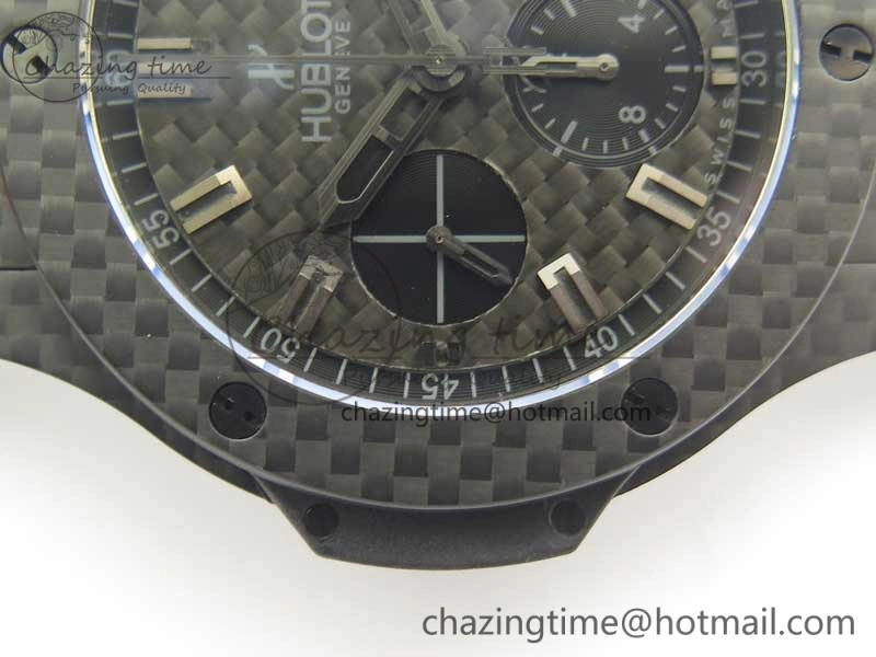 Big Bang 44mm Full Carbon Fiber 3AF CF Dial Black Markers Hands on Black Rubber Strap HUB4100