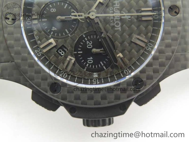 Big Bang 44mm Full Carbon Fiber 3AF CF Dial Black Markers Hands on Black Rubber Strap HUB4100