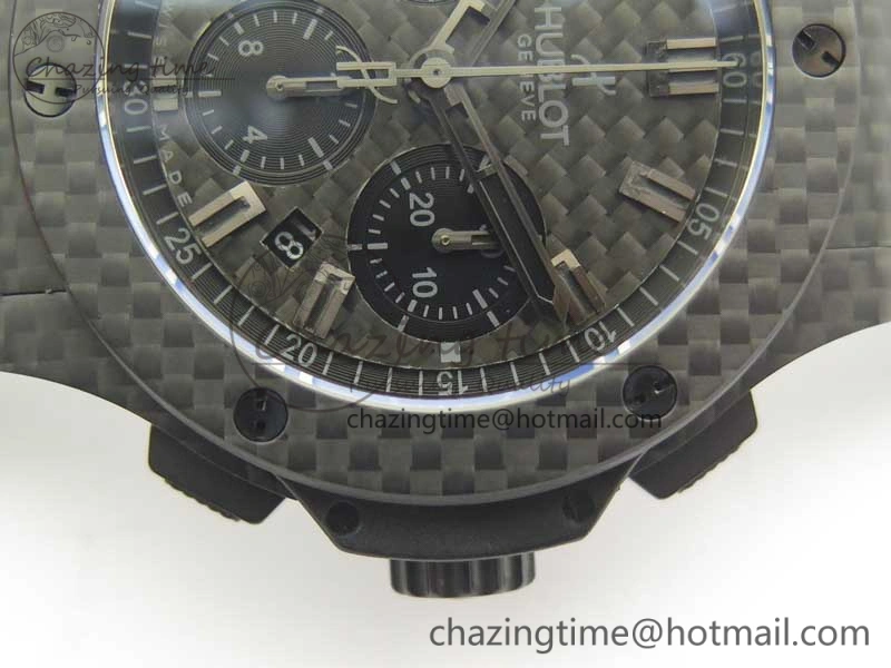 Big Bang 44mm Full Carbon Fiber 3AF CF Dial Black Markers Hands on Black Rubber Strap HUB4100