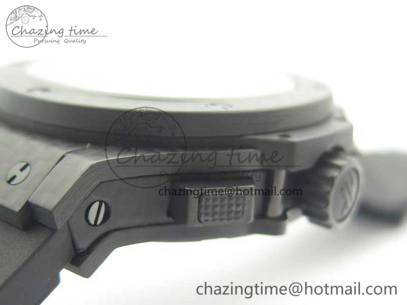 Big Bang 44mm Full Carbon Fiber 3AF CF Dial Black Markers Hands on Black Rubber Strap HUB4100