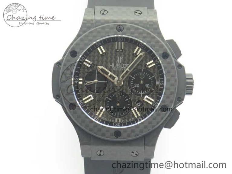 Big Bang 44mm Full Carbon Fiber 3AF CF Dial Silver Markers Hands Black Subdial on Rubber Strap HUB4100