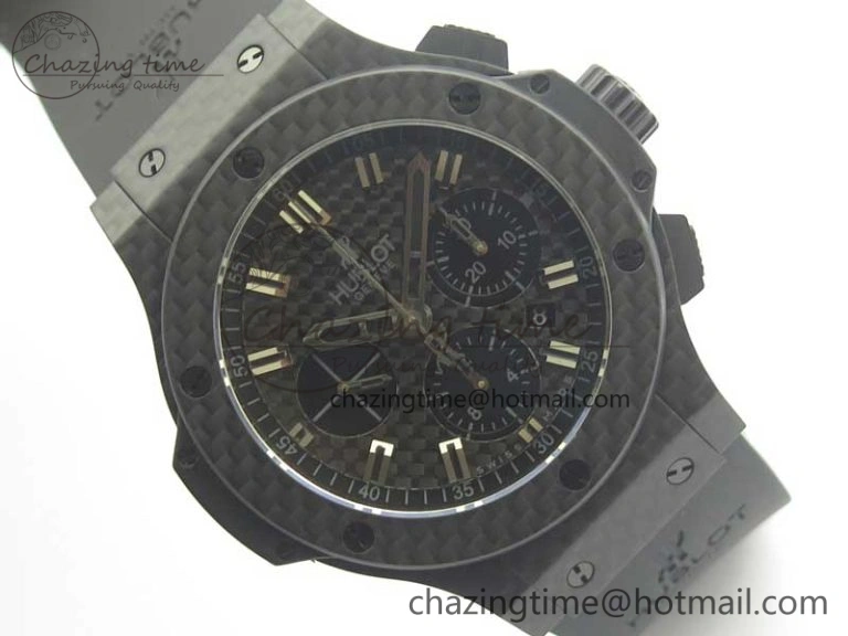 Big Bang 44mm Full Carbon Fiber 3AF CF Dial Silver Markers Hands Black Subdial on Rubber Strap HUB4100