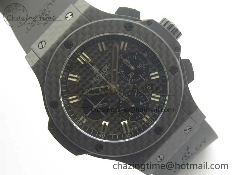 Big Bang 44mm Full Carbon Fiber 3AF CF Dial Silver Markers Hands Black Subdial on Rubber Strap HUB4100