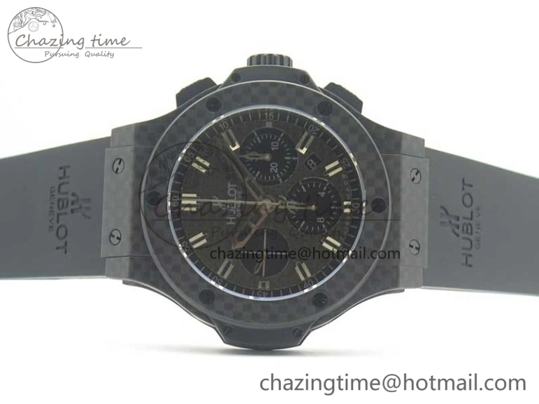Big Bang 44mm Full Carbon Fiber 3AF CF Dial Silver Markers Hands Black Subdial on Rubber Strap HUB4100