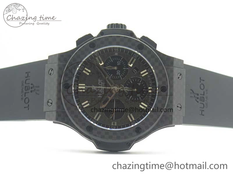 Big Bang 44mm Full Carbon Fiber 3AF CF Dial Silver Markers Hands Black Subdial on Rubber Strap HUB4100