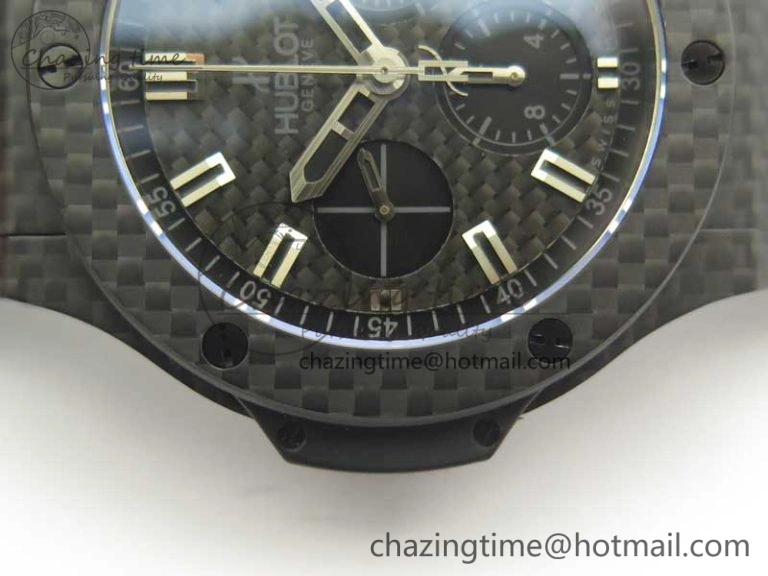 Big Bang 44mm Full Carbon Fiber 3AF CF Dial Silver Markers Hands Black Subdial on Rubber Strap HUB4100