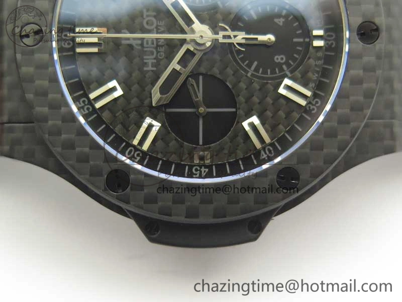 Big Bang 44mm Full Carbon Fiber 3AF CF Dial Silver Markers Hands Black Subdial on Rubber Strap HUB4100