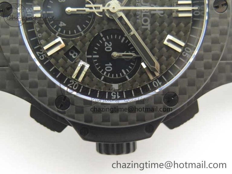 Big Bang 44mm Full Carbon Fiber 3AF CF Dial Silver Markers Hands Black Subdial on Rubber Strap HUB4100